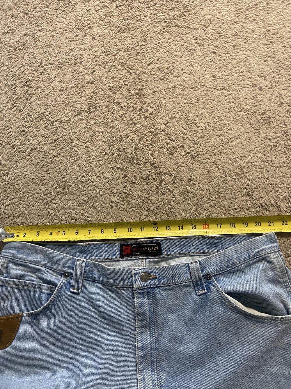 DuraShield Denim Jeans Mens 34x32 Blue Light Wash Relaxed Straight Carpenter - Picture 6 of 8